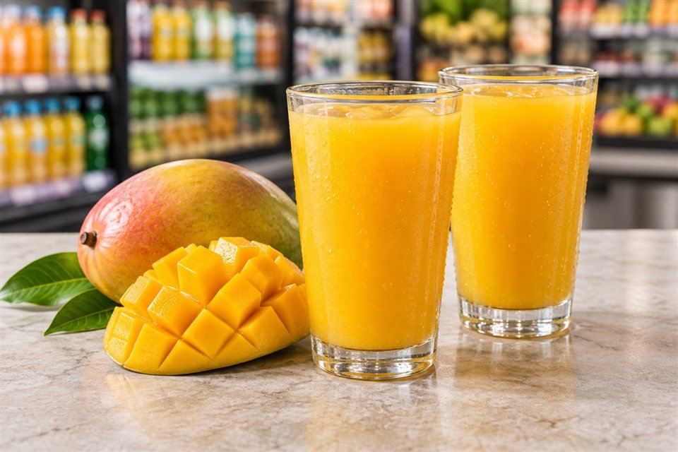 Golden mango juice with fresh mango